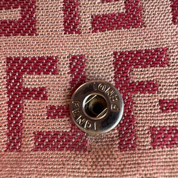 FENDI Vintage Zucca Red and Tan Canvas Snap Wallet W/Dust Bag - Picture 11 of 15